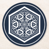 Oriental Blue White Ottoman Türkisches Kunstmuseum Runder Pappuntersetzer (Vorderseite)