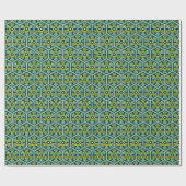 Oriental Blue Yellow Green Ottoman Türkischer Hexa Geschenkpapier (Flach)