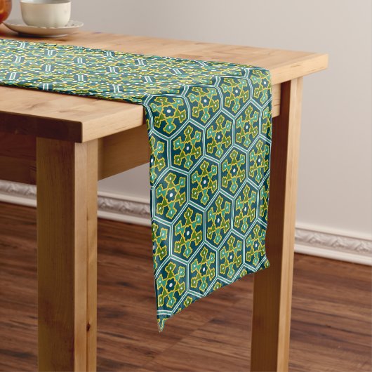 Oriental Blue Yellow Green Ottoman Türkischer Hexa Großer Tischläufer (Beispiel)