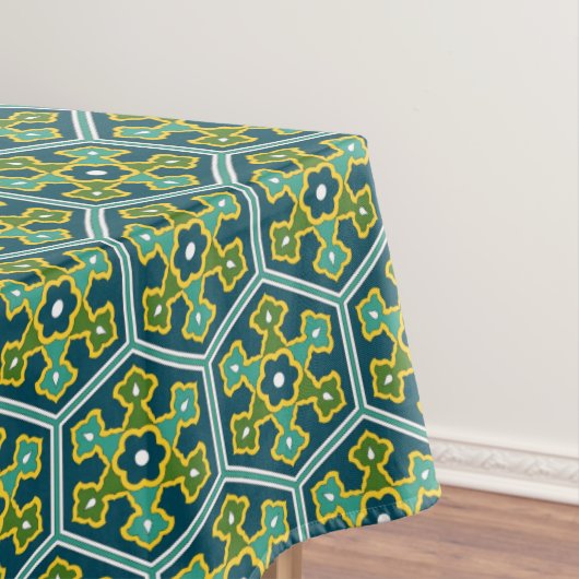 Oriental Blue Yellow Green Ottoman Türkischer Hexa Tischdecke (Beispiel)