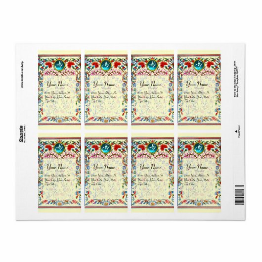 ORIENTAL BLUME DAMASK MONOGRAM Blaue Creme (Vorne)