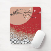 Oriental Bright Moon Schwänze Vögel Zen Moderne Ku Mousepad (Mit Mouse)