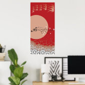 Oriental Bright Moon Schwänze Vögel Zen Moderne Ku Poster (Heimbüro)