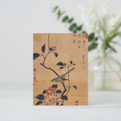 Oriental Camellia und Warbler Postkarte (Stehend Vorderseite)