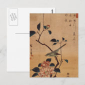 Oriental Camellia und Warbler Postkarte (Vorne/Hinten)