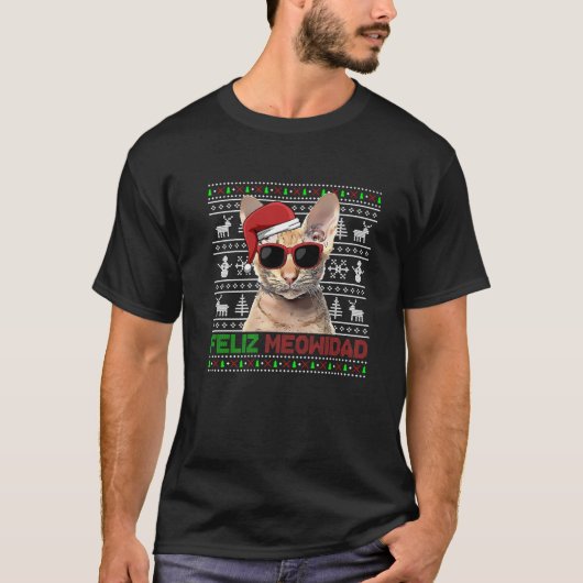 Oriental Cat Feliz Meowidad Funny Christmas T-Shirt (Vorderseite)