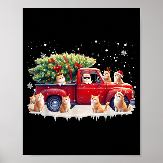 Oriental Cat Red Truck Christmas Tree Santa Ugly X Poster (Vorne)