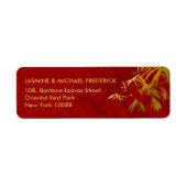 Oriental Chic Bamboo Blätter Gold Red Address Labe (Vorne)