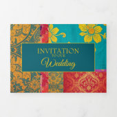 ORIENTAL Colorful Green Red - Einladungskarte Dreifach Gefaltete Einladung (Cover)