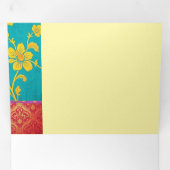 ORIENTAL Colorful Green Red - Einladungskarte Dreifach Gefaltete Einladung (Innen Erste Seite)