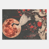 Oriental Crane Woman Sunset Decoupage Geschenkpapier Set (Vorderseite)