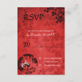 Oriental Cranes Hochzeit RSVP Einladung refwi3