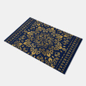 Oriental Damask Ornament - Gold auf dunkelblau #3 Fußmatte (Schrägansicht)