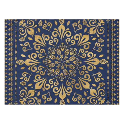 Oriental Damask Ornament - Gold auf dunkelblau #3 Tischdecke (Vorderseite (Horizontal))
