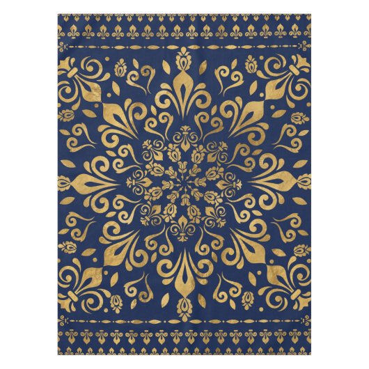 Oriental Damask Ornament - Gold auf dunkelblau #3 Tischdecke (Vorderseite)