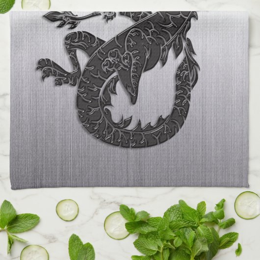 Oriental Dragon Black Handtuch (Gefaltet)