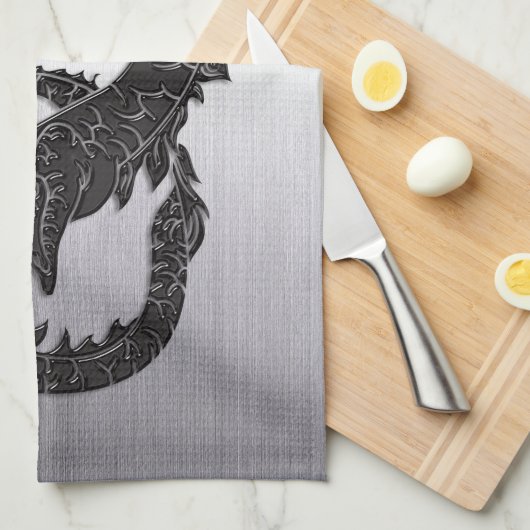 Oriental Dragon Black Handtuch (Viertel Falte)