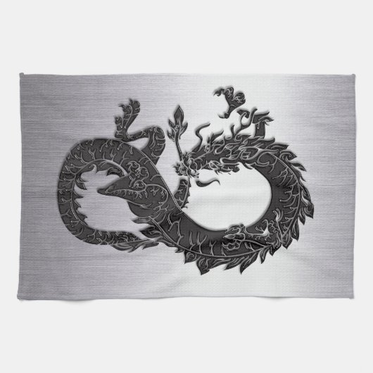 Oriental Dragon Black Handtuch (Horizontal)