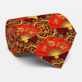 Oriental Fan with Golden Pattern Krawatte (Gerollt)