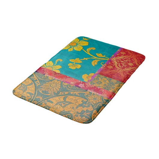 ORIENTAL farbenfroh grünes Rot - Bath Mat Rug Badematte (Schrägansicht)