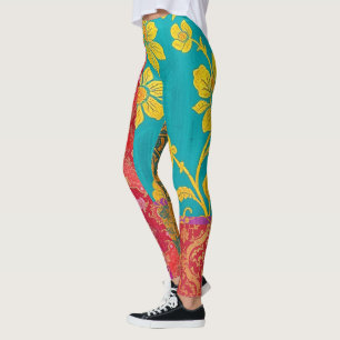 ORIENTAL Farbige Grün Rot - Leggings 