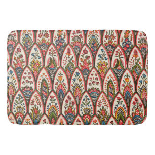 ORIENTAL FLORAL PATTERN Farbige Blume Blätter Badematte