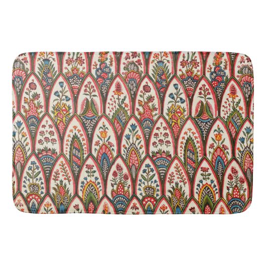 ORIENTAL FLORAL PATTERN Farbige Blume Blätter Badematte (Vorderseite)