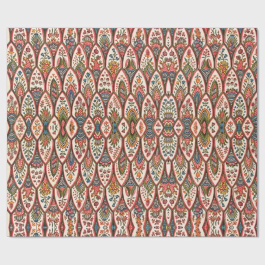 ORIENTAL FLORAL PATTERN Farbige Blume Blätter Geschenkpapier (Flach)