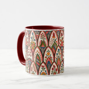 ORIENTAL FLORAL PATTERN Farbige Blume Blätter Tasse