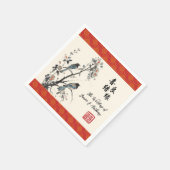 Oriental flower birds Chinese wedding Serviette (Ecke)