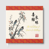 Oriental Flowers birds modern Chinese wedding  Gästebuch (Vorderseite)