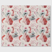 Oriental Geisha, Koi Fish, Japanisch Pagoda Geschenkpapier (Flach)