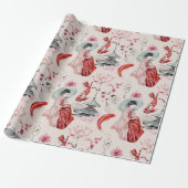 Oriental Geisha, Koi Fish, Japanisch Pagoda Geschenkpapier (Ungerollt)