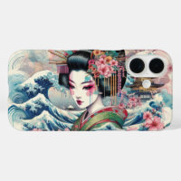 Oriental Geisha Maiko Kanagawa Wellen Tempel