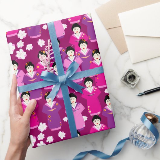 Oriental Geishas in traditionellem Kimono-Kleid Geschenkpapier (Schenken)
