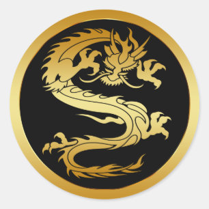 ORIENTAL GOLD DRAGON RUNDER AUFKLEBER