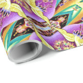 Oriental Golden Cranes Patchwork Wrapping Paper Geschenkpapier (Rolleneckpunkt)