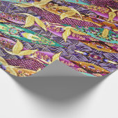 Oriental Golden Cranes Patchwork Wrapping Paper Geschenkpapier (Ecke)