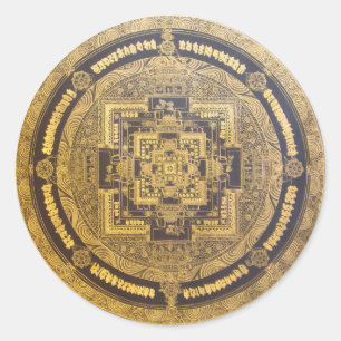 ORIENTAL GOLDEN ESOTERIC MANDALA RUNDER AUFKLEBER