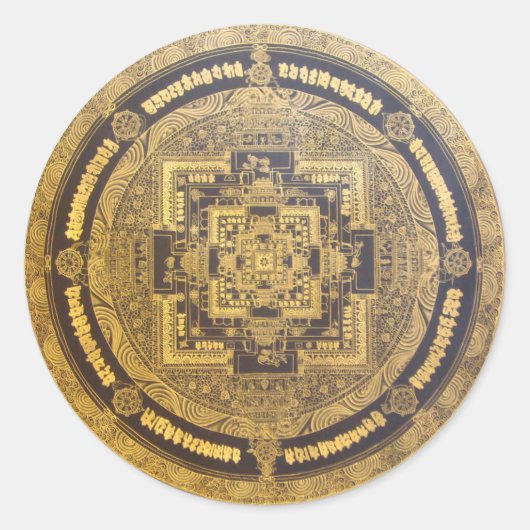 ORIENTAL GOLDEN ESOTERIC MANDALA RUNDER AUFKLEBER (Vorderseite)