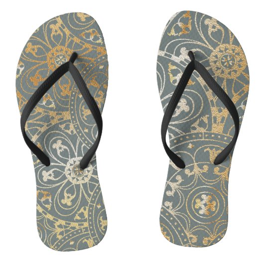 Oriental Golden Mandala - Flip Flops Badesandalen (Fußbett)