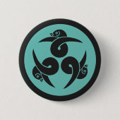 Oriental Grau Aquamarin Drei Gänse Japan Mon Art Button (Vorderseite)