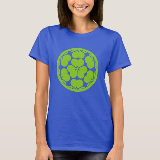 Oriental Green Blue Chosokabe Japan Mon Vector Art T-Shirt (Vorderseite)