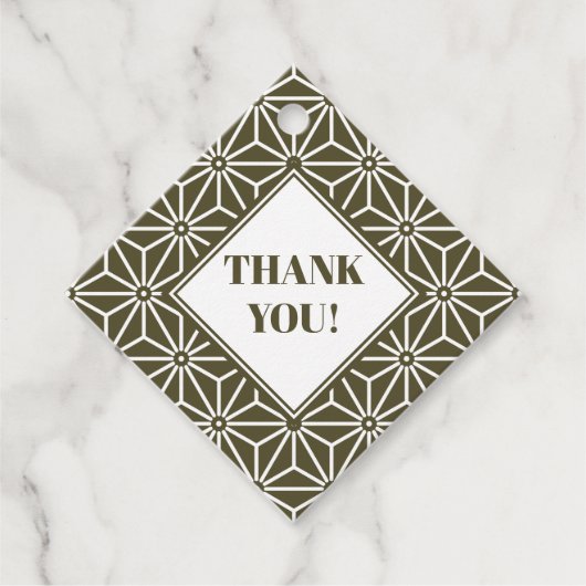 Oriental Green Matsuba Asanoha Japan Muster Geschenkanhänger (Vorderseite)