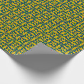 Oriental Green Mustard Japan Rosette Circle Wieder Geschenkpapier (Ecke)