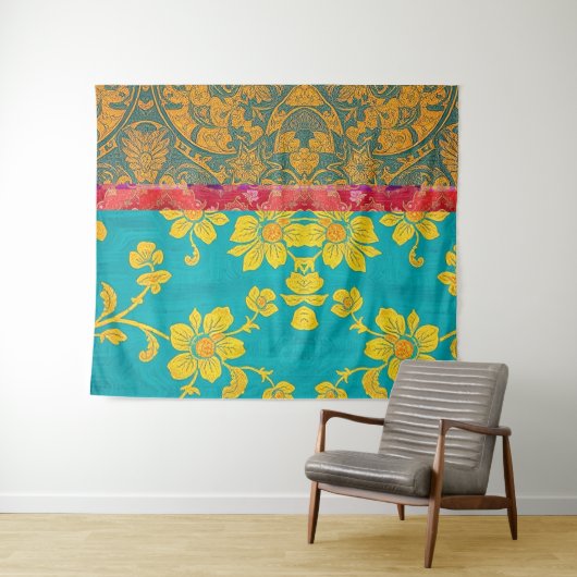 ORIENTAL Green Red Colorful - Tapestyle Wandteppich (Beispiel (Horizontal))