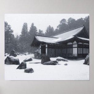 Oriental House in Woods Covered in Snow Poster