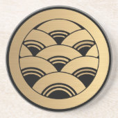 Oriental Imitats Golden Waves Japanisch Kamon Getränkeuntersetzer (Vorne)