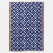 Oriental Indigo White Katazome Blume Muster Decke (Vorderseite Vertikal)