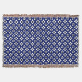 Oriental Indigo White Katazome Blume Muster Decke (Vorderseite)